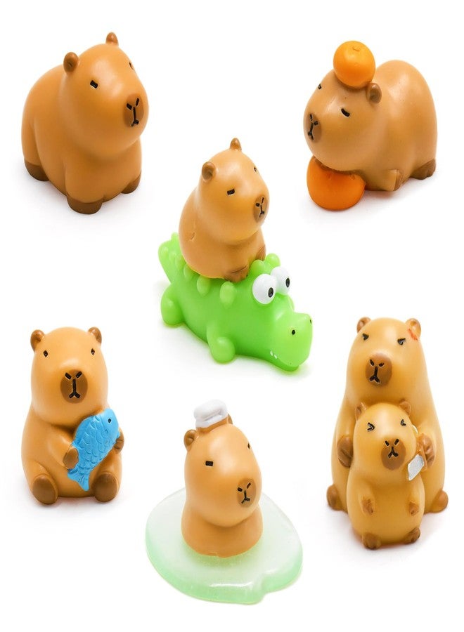 HOMICO Mini Capybara Figurines 8 Pieces Miniature Capybara and Crocodile for Dollhouse Miniatures Mini Resin Animals for Car Dashboard Fairy Garden Capybara Birthday Decorations - Image 1
